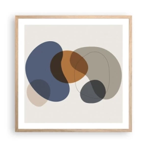 Pôster com moldura de carvalho claro - Gotas de cor - 60x60 cm