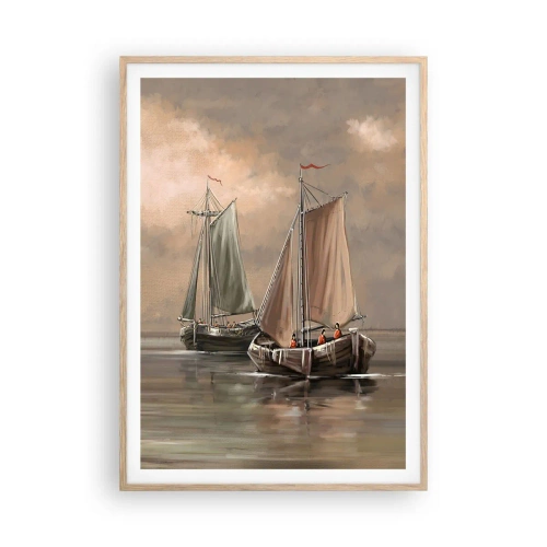 Pôster com moldura de carvalho claro - Regresso dos marinheiros - 70x100 cm