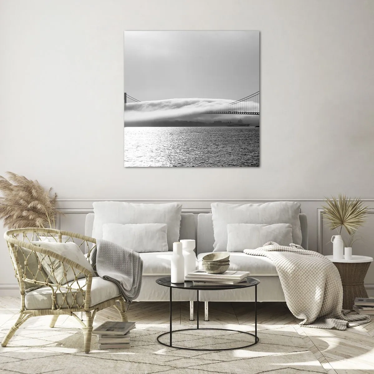 Quadro em vidro - Navegando pelo Golden Gate - 60x60 cm