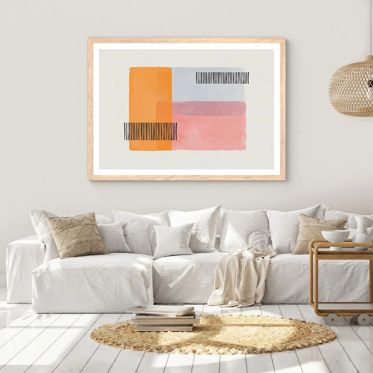 Pôster com moldura de carvalho claro - De canto a canto - 70x50 cm