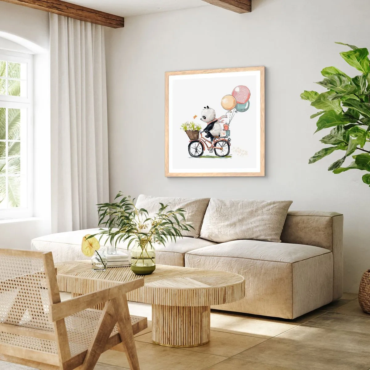 Pôster com moldura de carvalho claro - Dia feliz  - 30x30 cm