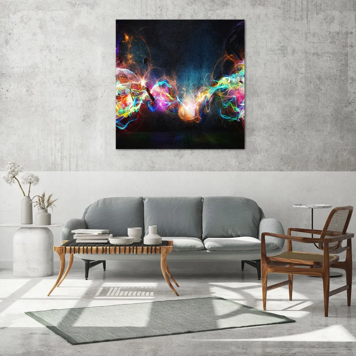 Quadro em vidro - Com alegria contra a escuridão - 40x40 cm