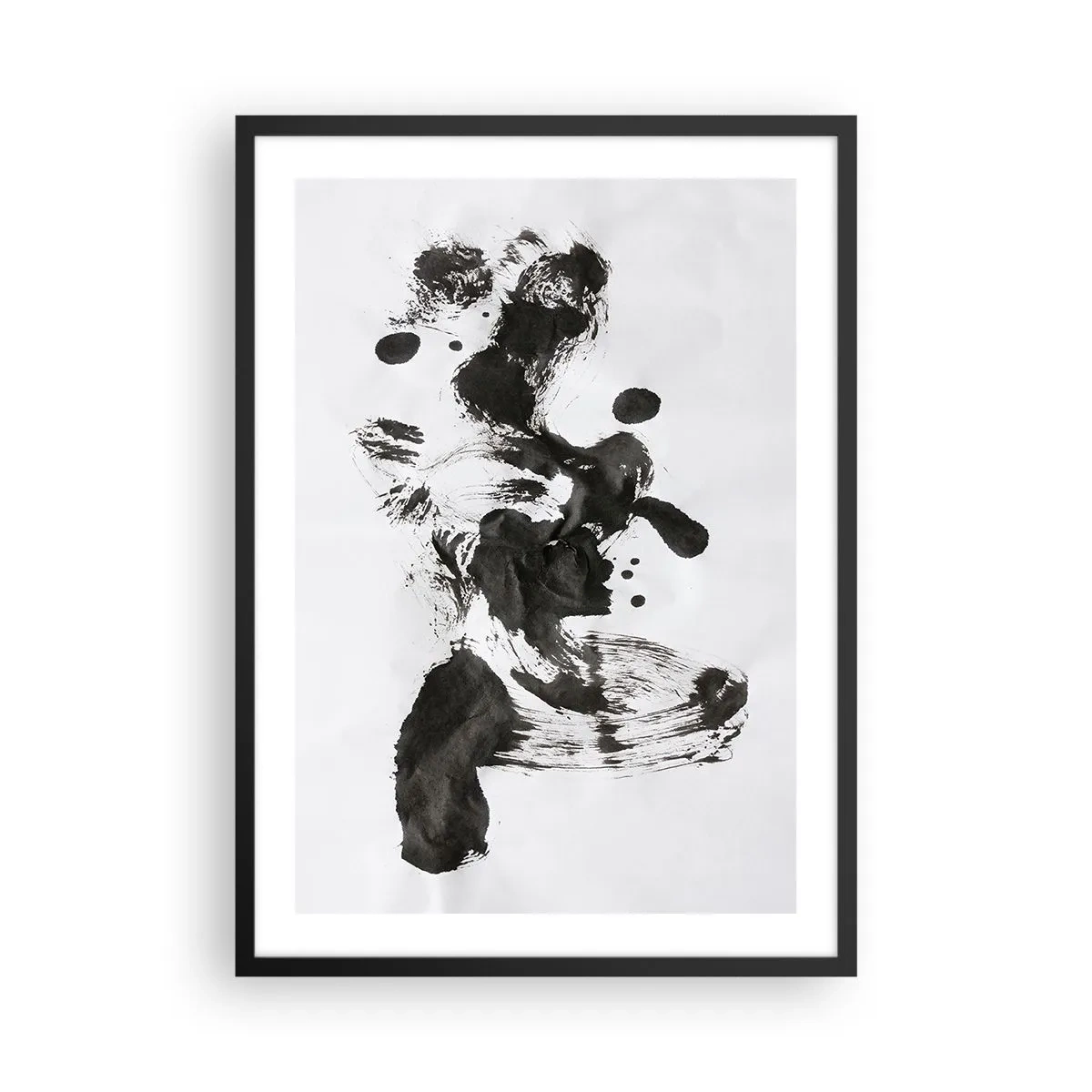 Pôster com moldura preta - Abstração em preto e branco no estilo expressionista - 50x70cm - Existe um método para a loucura? - Decoração de parede moderna para a sala de estar e quarto ARTTOR