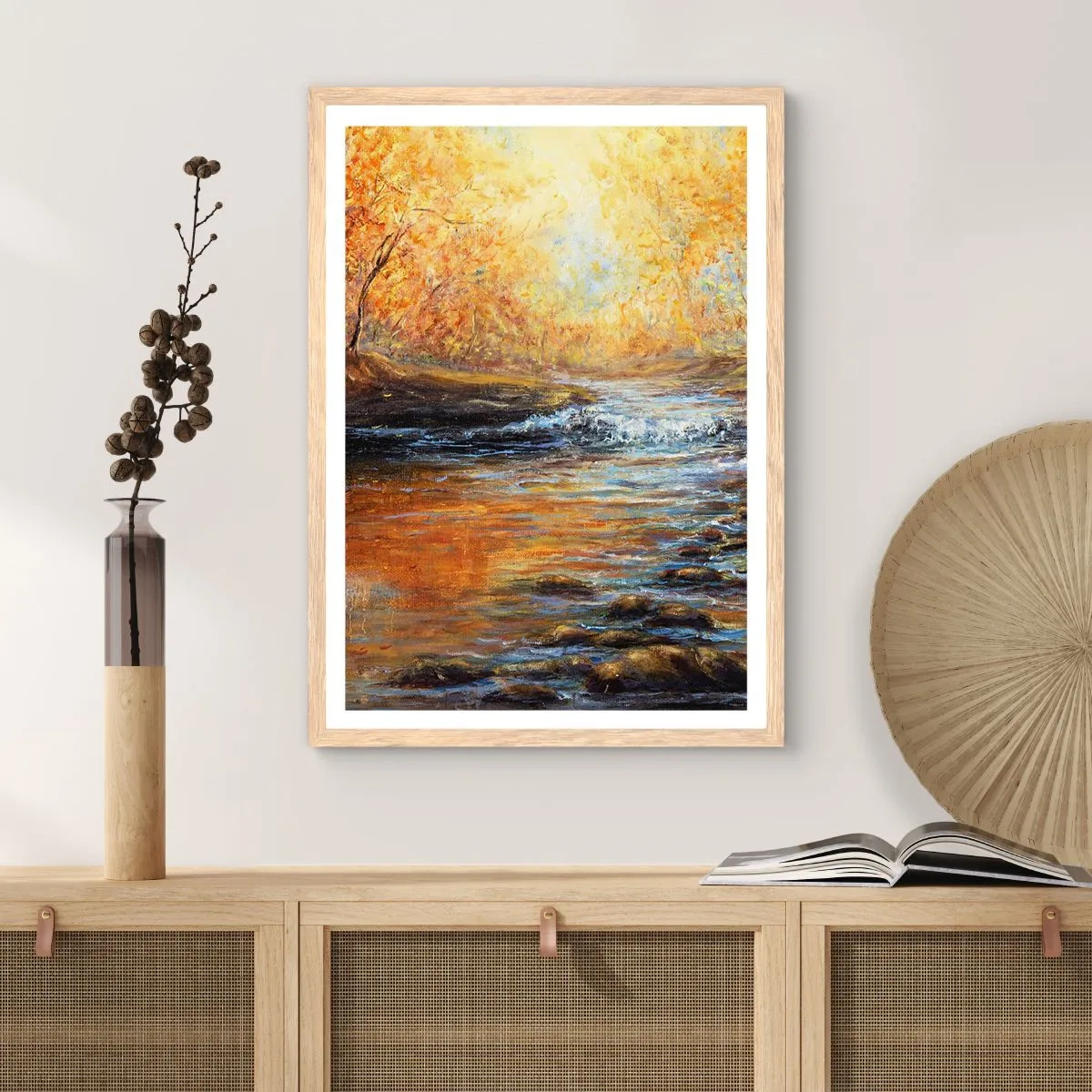 Pôster com moldura de carvalho claro - Riacho Dourado - 30x40 cm