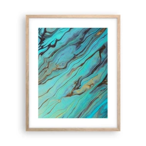 Pôster com moldura de carvalho claro - Maré Turquesa - 40x50 cm