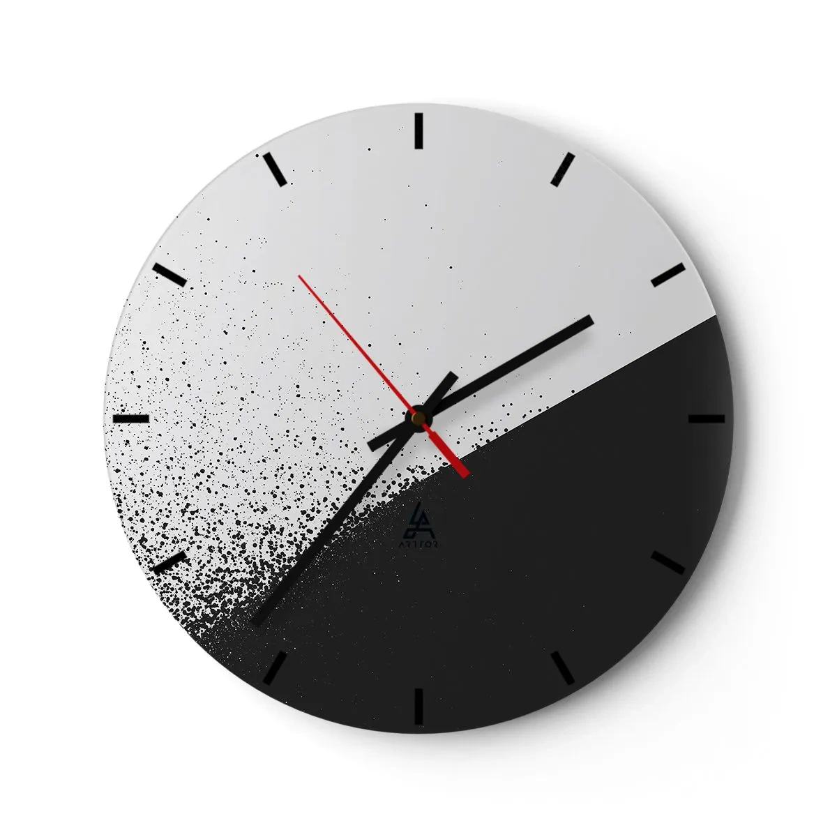 Relógio de parede - Relógio em vidro - Composição geométrica em contraste preto e branco - 30x30cm - Cada vez mais rápido, cada vez mais - Decoração de parede moderna para a sala de estar, cozinha e quarto ARTTOR