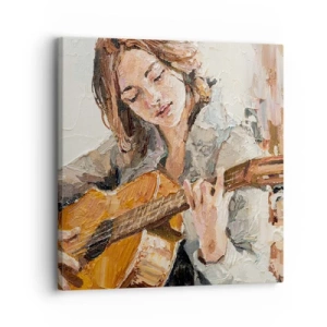 Quadro em tela - Concerto de violão e coração de rapariga - 30x30 cm