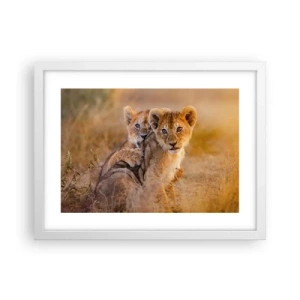 Pôster em moldura branca - Não perturbe! Estamos a divertir-nos - 40x30 cm