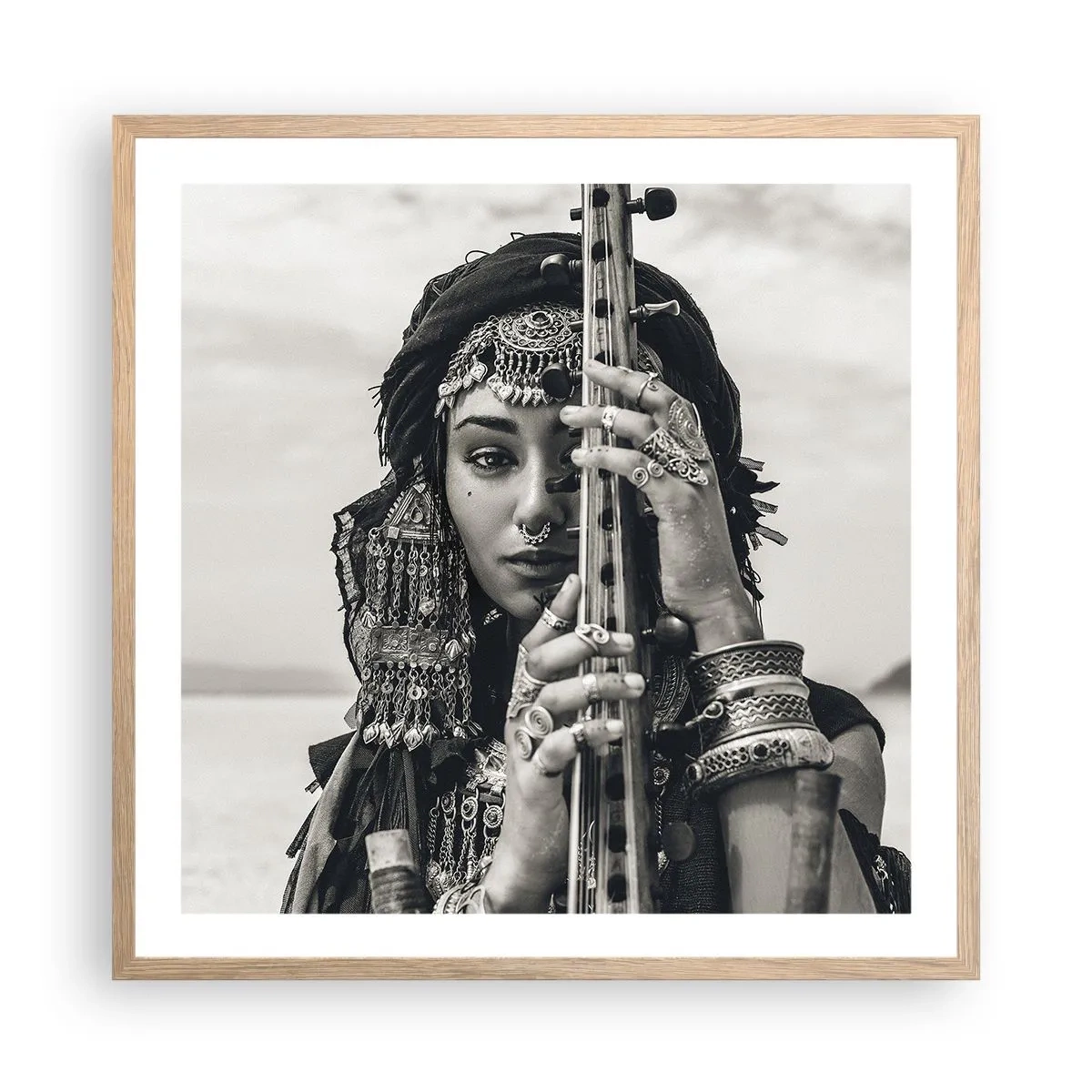 Pôster com moldura de carvalho claro - A própria música oriental - 60x60 cm