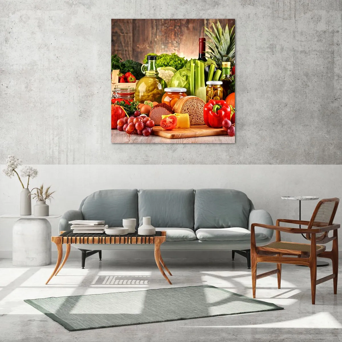 Quadro em vidro - Defumados, cozidos, em conserva - 70x70 cm