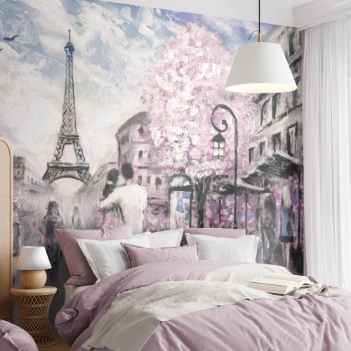 Papel de Parede Autocolante Deluxe Sticker - Como for se apaixonar, somente em... - Cidade, Torre Eiffel, Paris - 100x70 cm