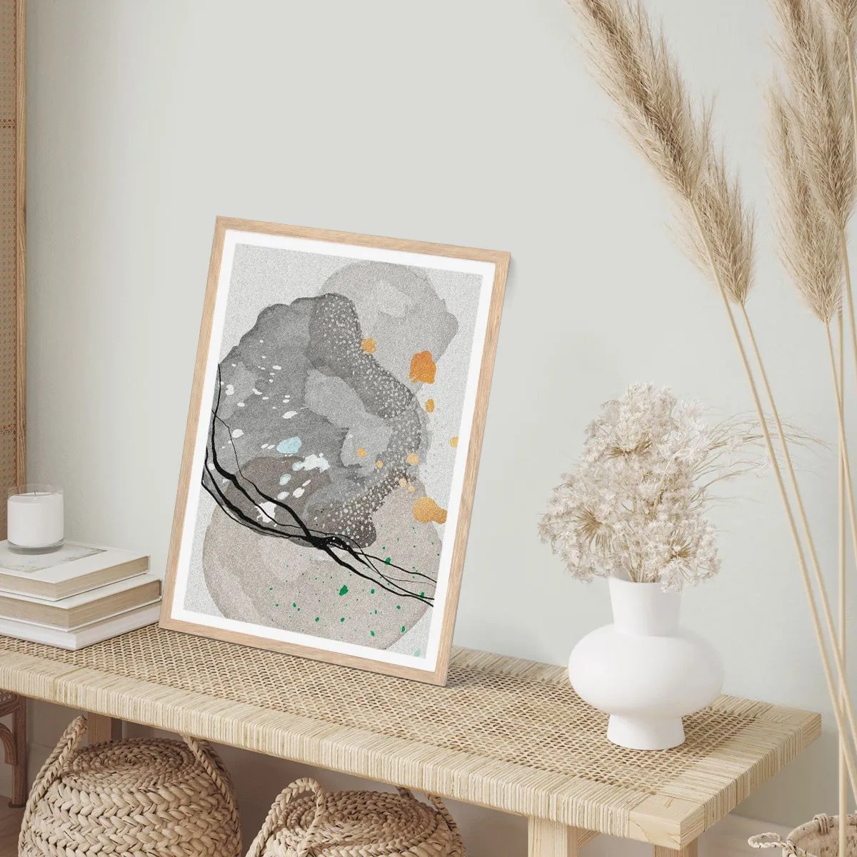 Pôster com moldura de carvalho claro - Composição orgánica - 61x91 cm