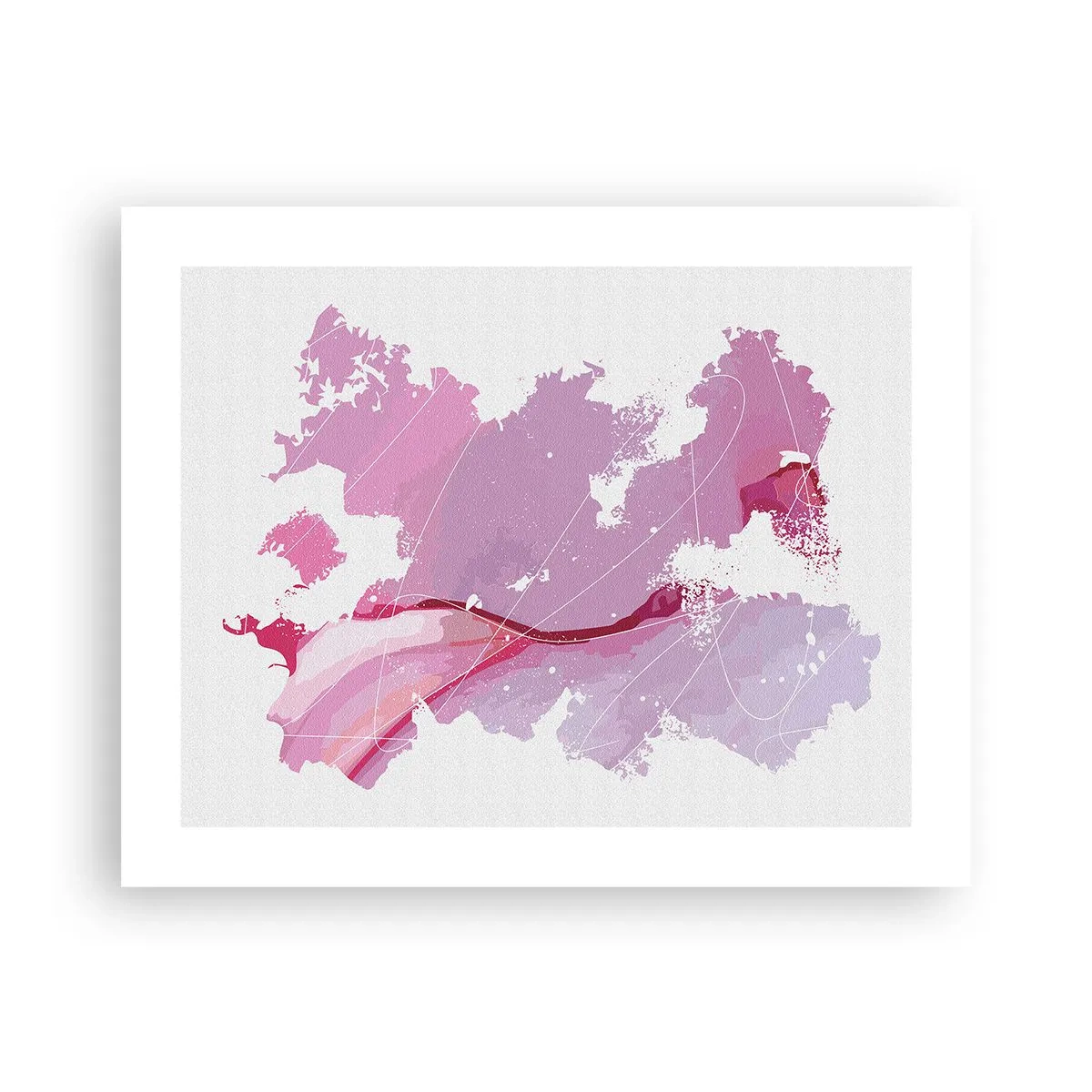 Pôster - Mapa do mundo rosa - 50x40 cm