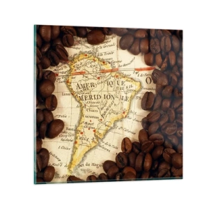 Quadro em vidro - De onde vem o melhor café? - 40x40 cm