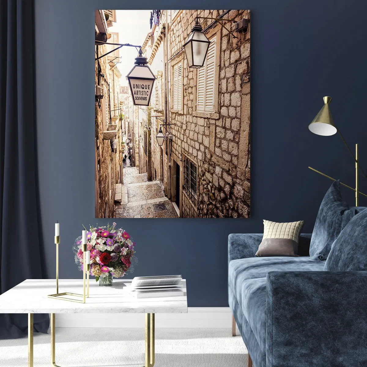 Quadro em vidro - Um beco encantador - 50x70 cm