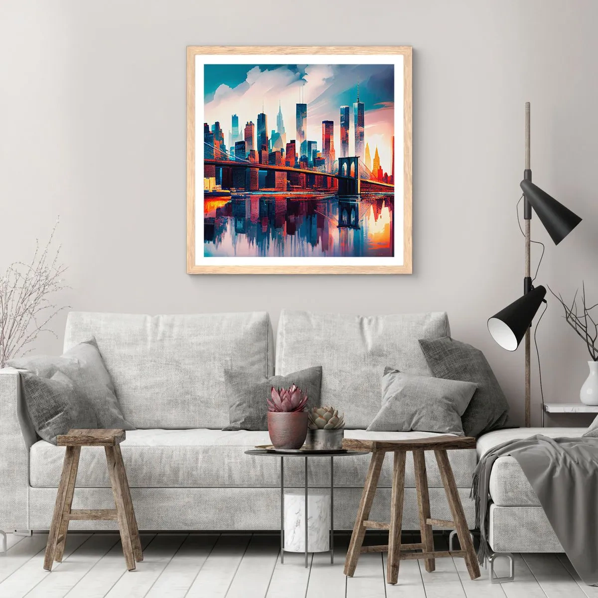 Pôster com moldura de carvalho claro - Nova York dos sonhos - 40x40 cm
