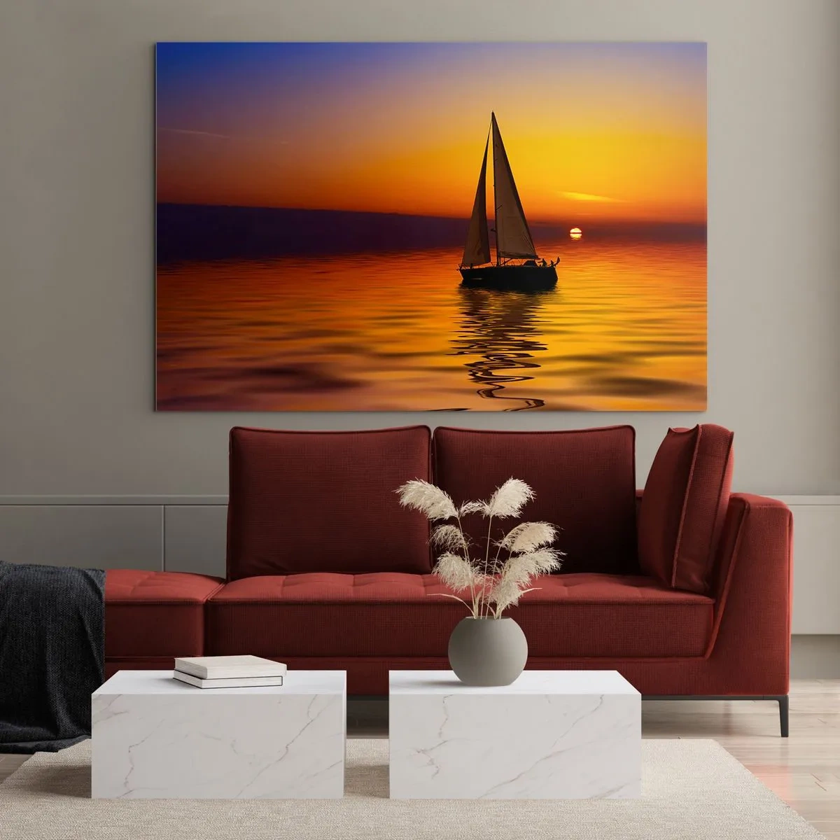 Quadro em vidro - Tranquilo anoitecer... - 100x70 cm
