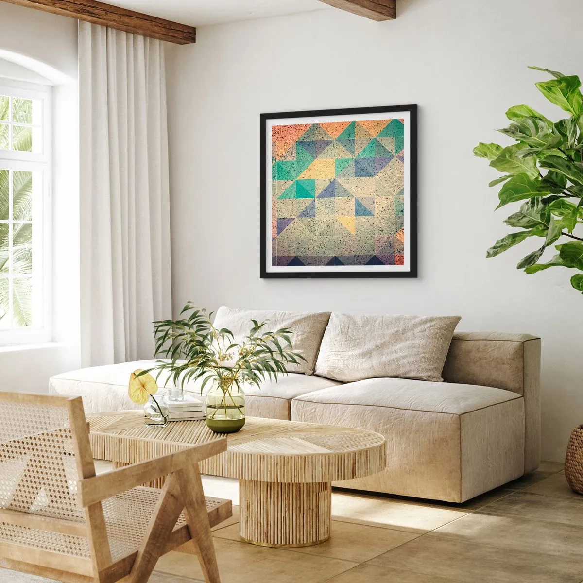 Pôster com moldura preta - República dos triângulos - 40x40 cm