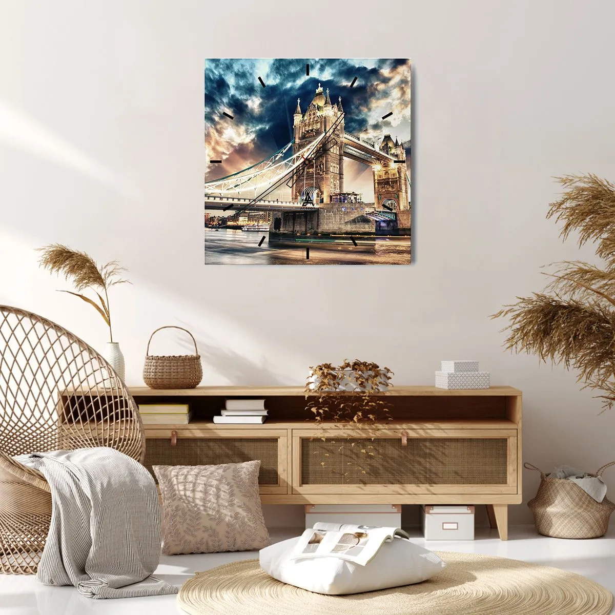 Relógio de parede - Relógio em vidro - Monumento ao Império Vitoriano - 40x40 cm