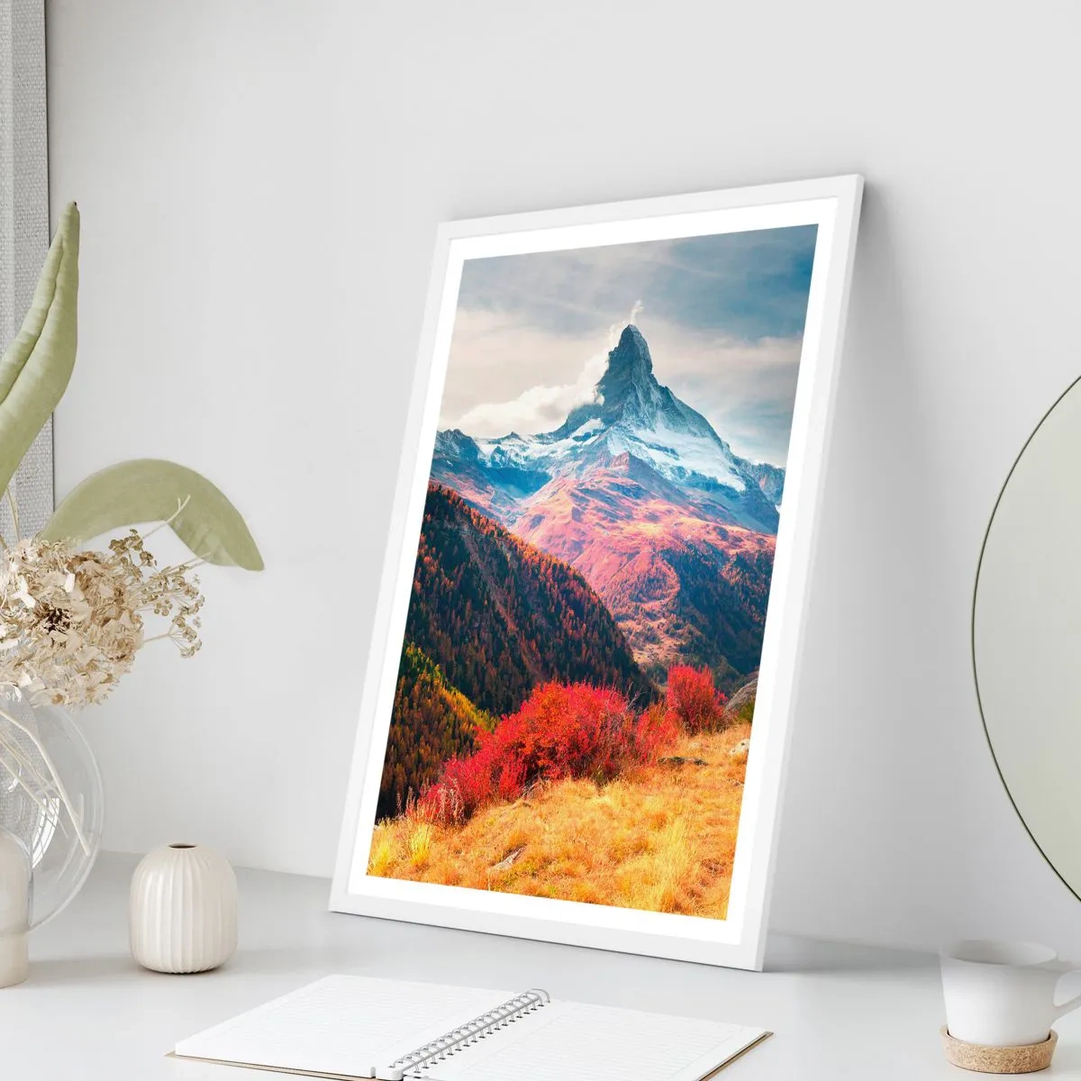 Pôster em moldura branca - Outono alpino - 61x91 cm