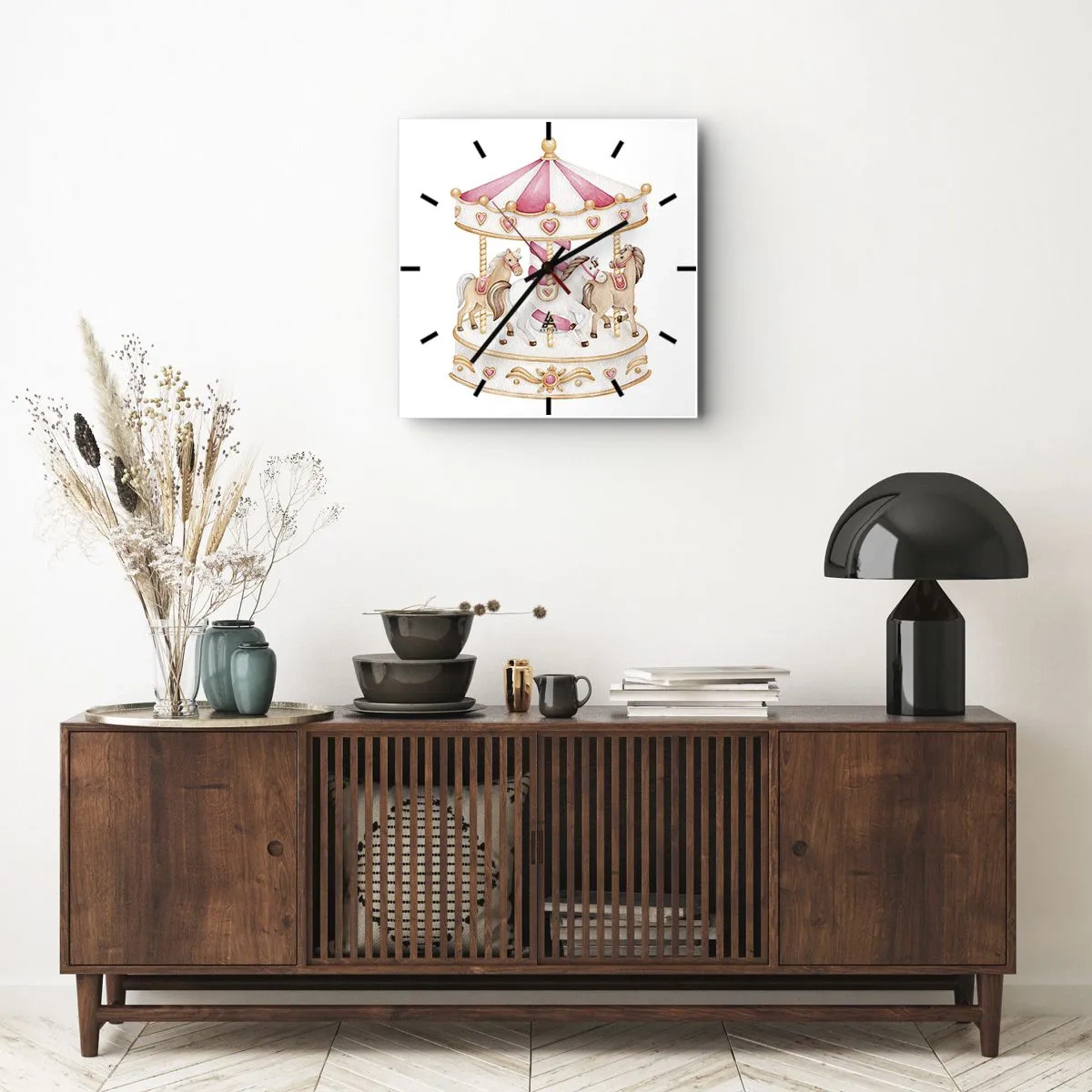 Relógio de parede - Relógio em vidro - O doce mundo da infância - 40x40 cm
