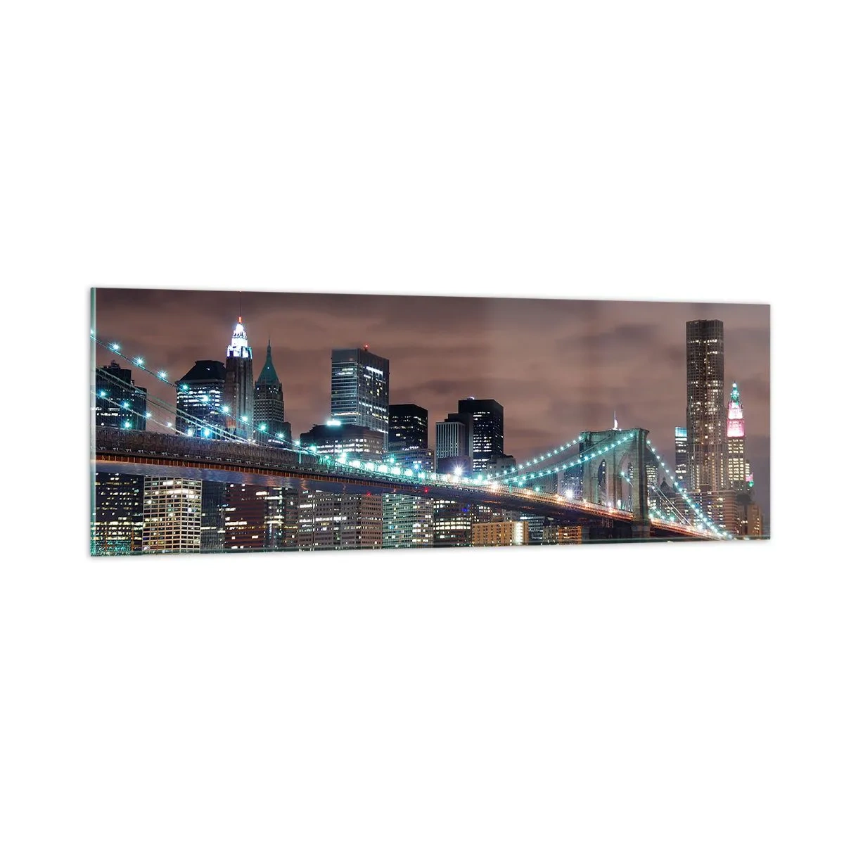 Quadro em vidro - Luzes de uma cidade grande - 90x30 cm