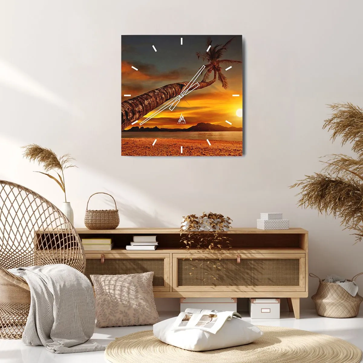 Relógio de parede - Relógio em vidro - Férias exóticas, aventura caribenha - 40x40 cm