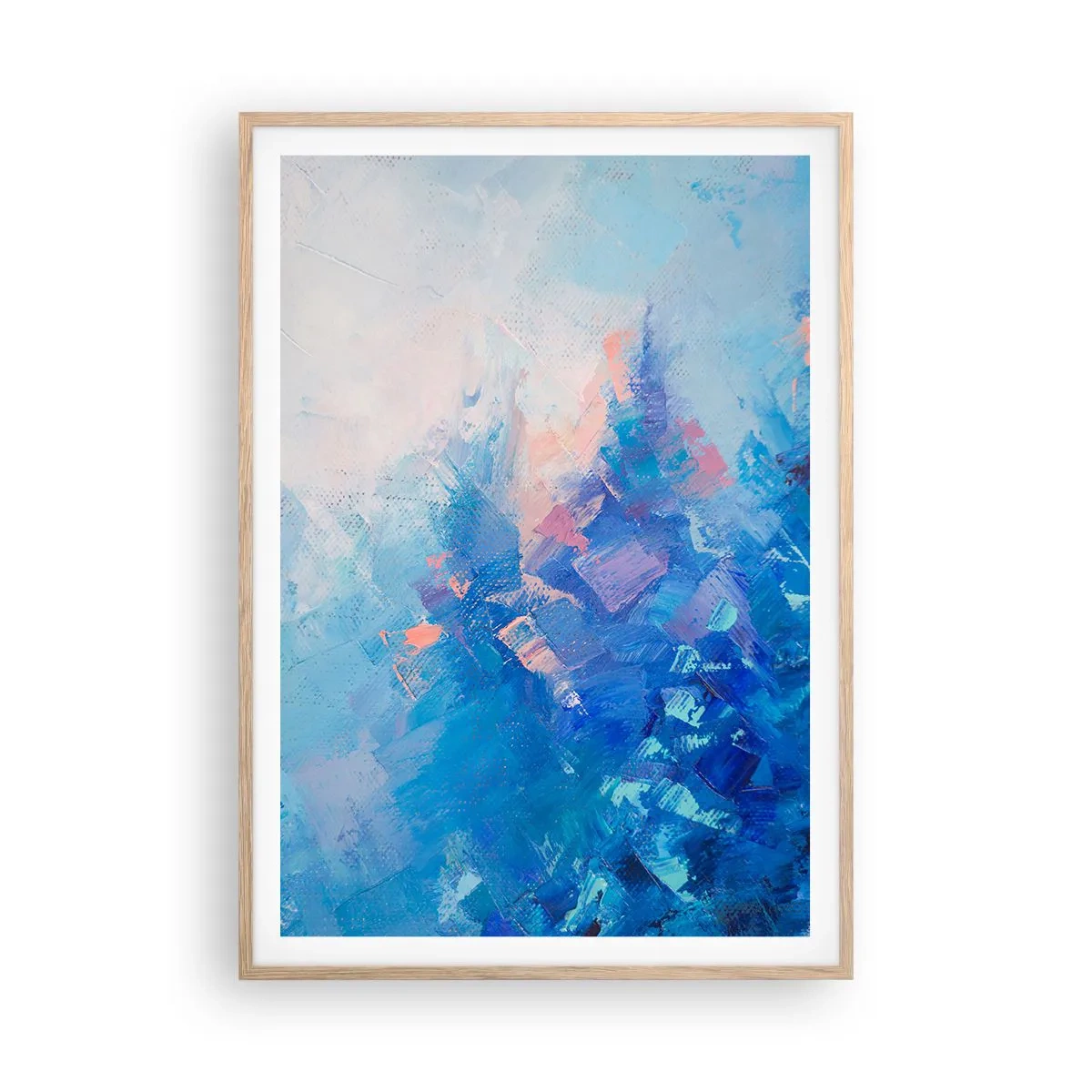 Pôster com moldura de carvalho claro - Abstração de inverno - 70x100 cm