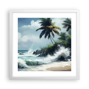 Pôster em moldura branca - Em uma costa tropical - 40x40 cm