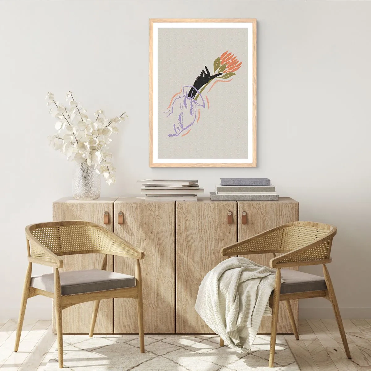 Pôster com moldura de carvalho claro - Toque fraterno - 61x91 cm