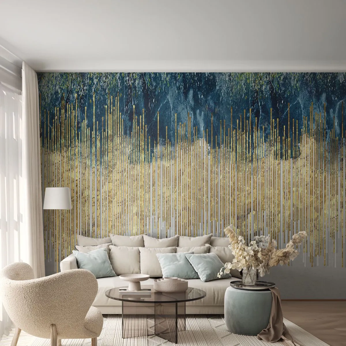 Papel de Parede Standard Eco - Borda dourada - Pedaço, Art Deco, Contemporâneo - 150x105 cm