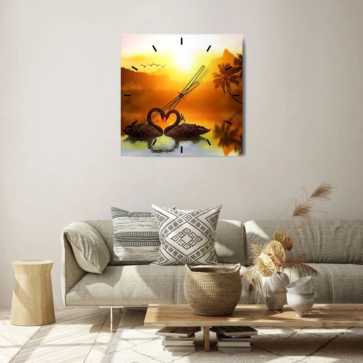 Relógio de parede - Relógio em vidro - Tudo para o casal - 30x30 cm