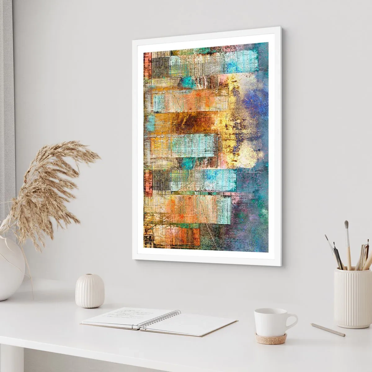 Pôster em moldura branca - Uma metrópole ensolarada - 61x91 cm