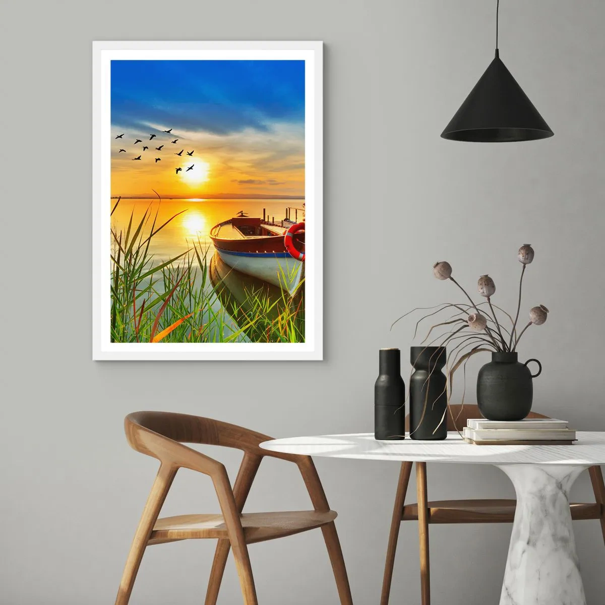 Pôster em moldura branca - Os corvos-marinhos já estão de saída - 70x100 cm