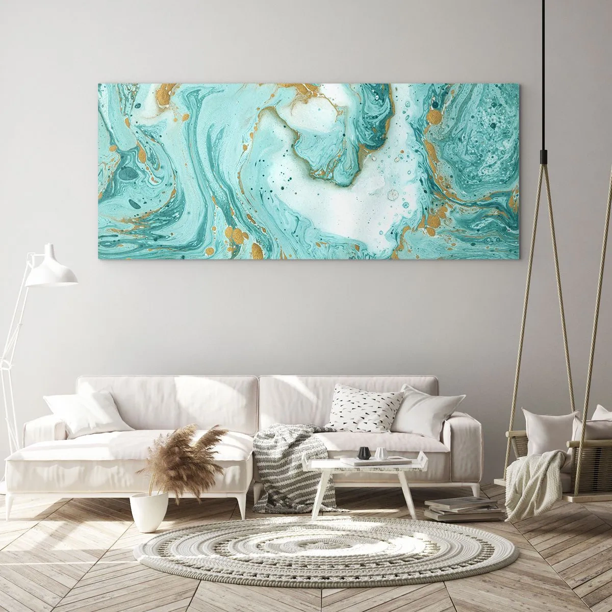 Quadro em vidro - Sob a grande onda do período Edo - 90x30 cm