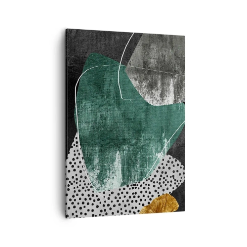 Quadro em tela - Abstração colorida com folha de ouro - 50x70 cm