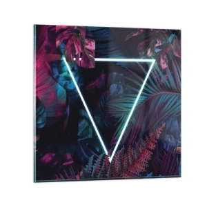 Quadro em vidro - Jardim estilo discoteca - 40x40 cm