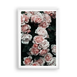 Pôster em moldura branca - Conjuntos de rosas - 61x91 cm