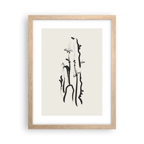 Pôster com moldura de carvalho claro - Erva florida - 30x40 cm