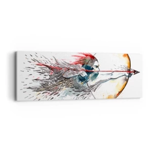Quadro em tela - Guerreiro mítico com um arco de fogo - 90x30 cm