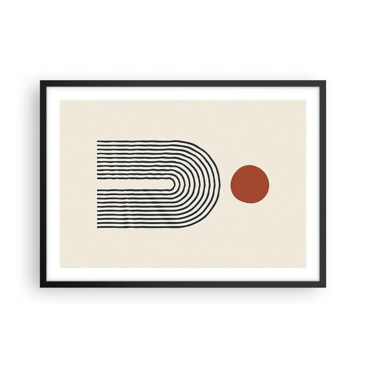Pôster com moldura preta - Magnetismo de formas e cores - 70x50 cm