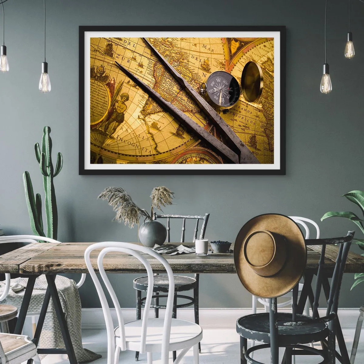 Pôster com moldura preta - Onde estão esses tesouros? - 100x70 cm