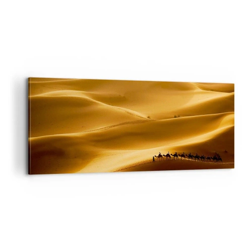 Quadro em tela - Caravana nas ondas do deserto - 100x40 cm