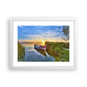 Pôster em moldura branca - Enseada de sonhos realizados - 40x30 cm