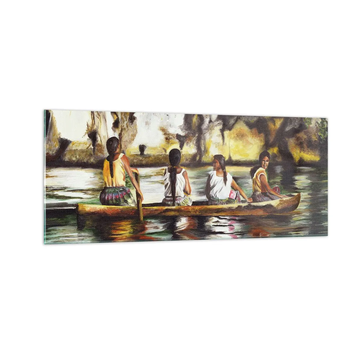 Quadro em vidro - Num paraíso polinésio - 100x40 cm