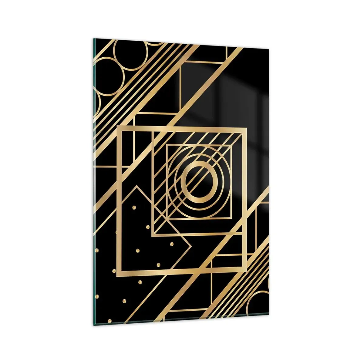 Quadro em vidro - Geometria dourada - 80x120 cm