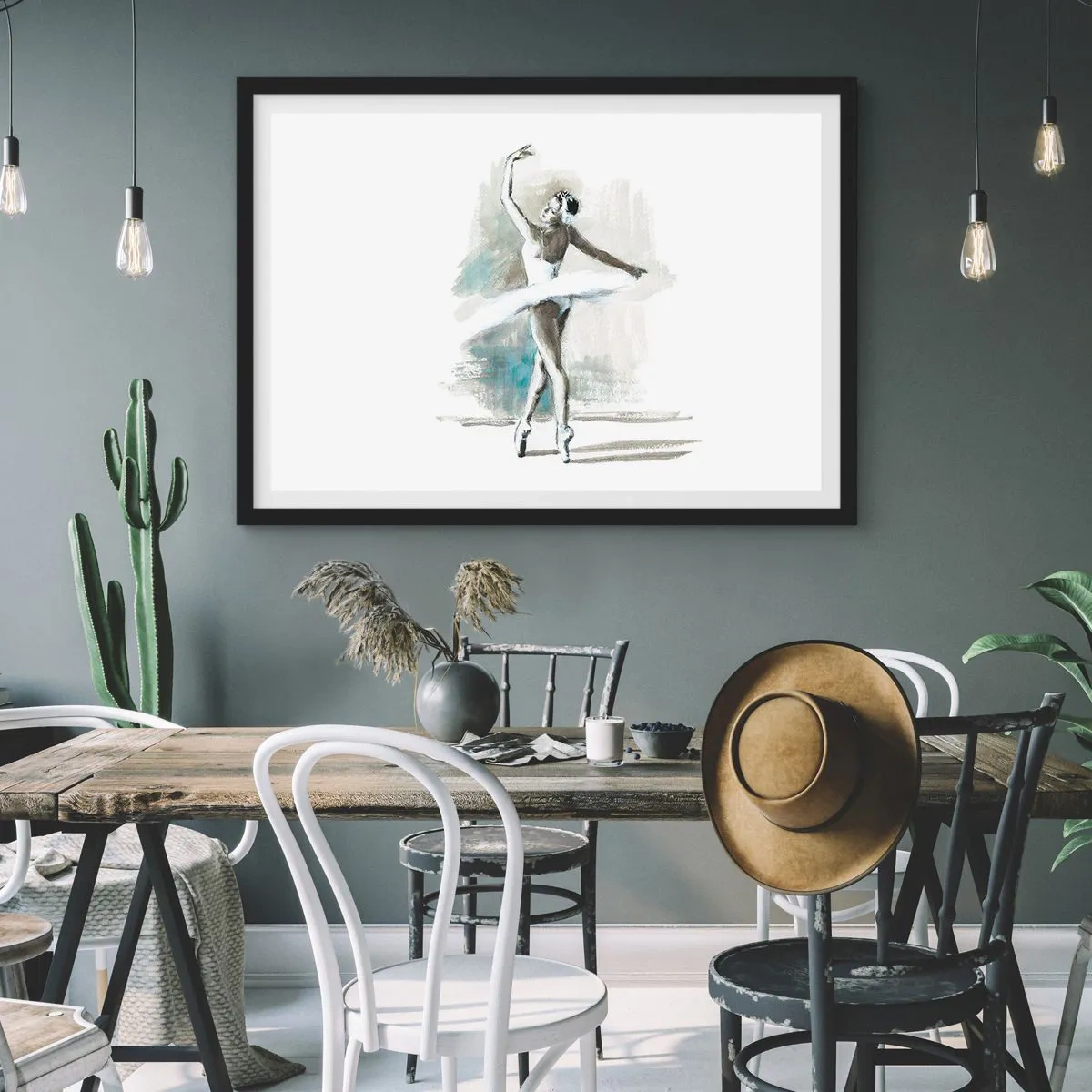 Pôster com moldura preta - Encantada num cisne - 91x61 cm
