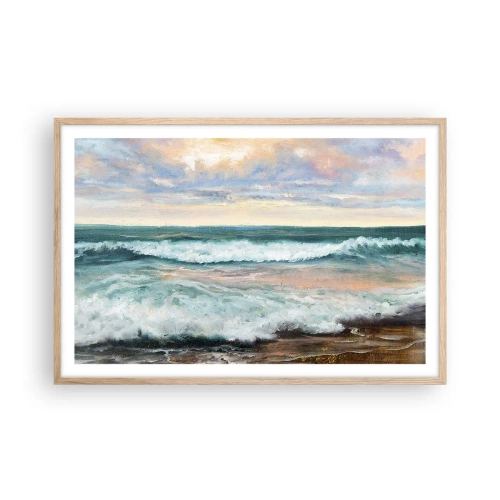 Pôster com moldura de carvalho claro - Aqui suavizas a alma - 91x61 cm