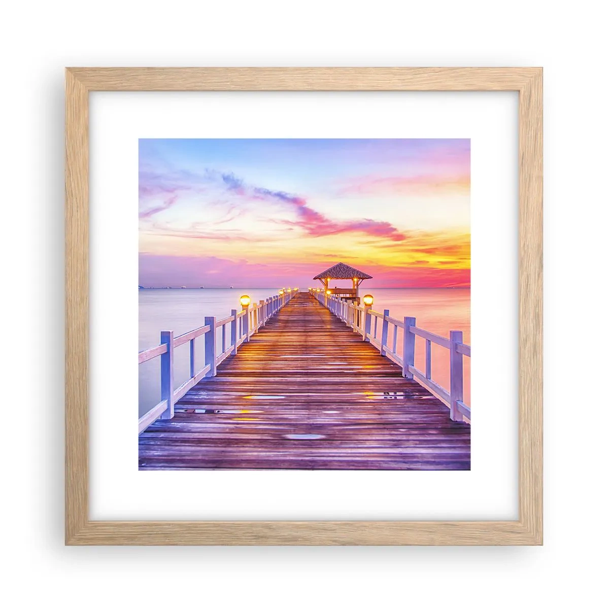 Pôster com moldura de carvalho claro - O silêncio lilás-dourado da noite - 30x30 cm