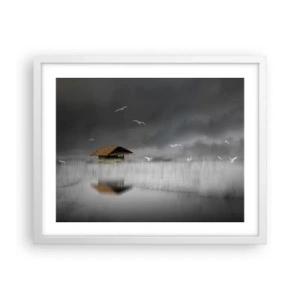 Pôster em moldura branca - Abrigo da chuva - 50x40 cm